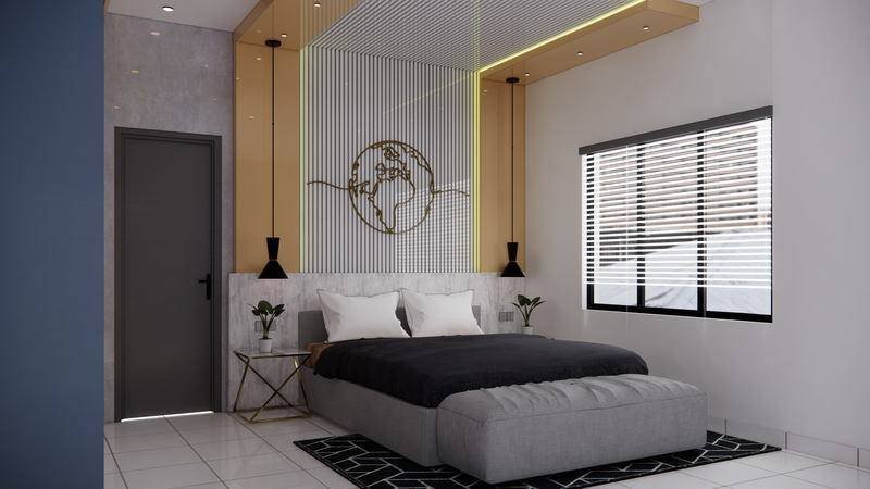 A second bedroom — same rule, lighter palette.