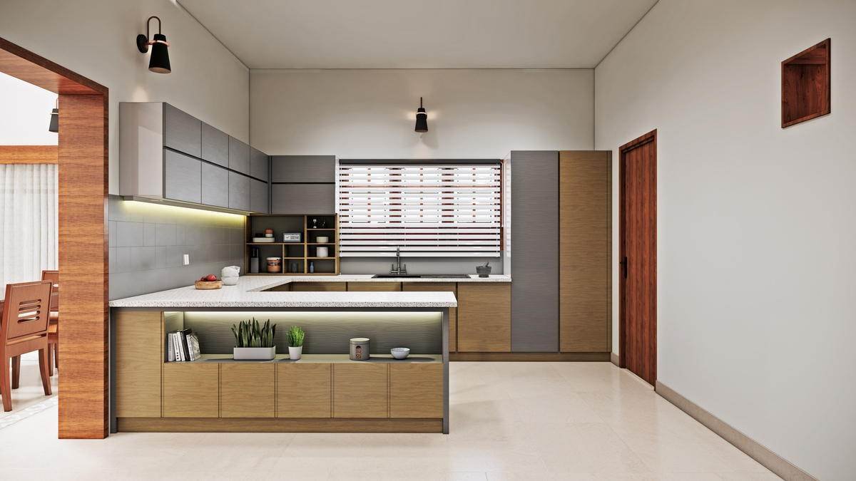 The kitchen from the dining side.