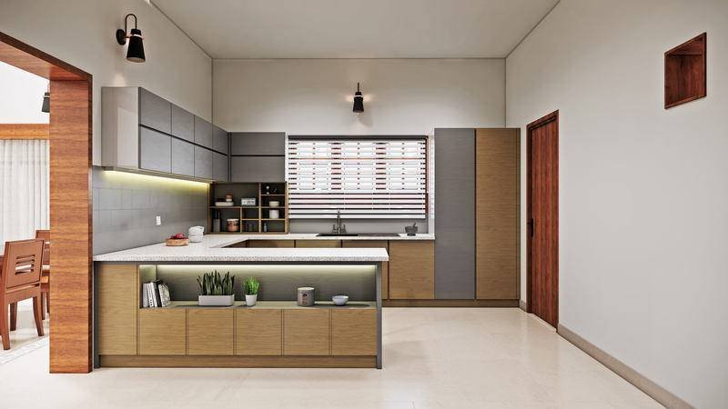 The kitchen from the dining side.