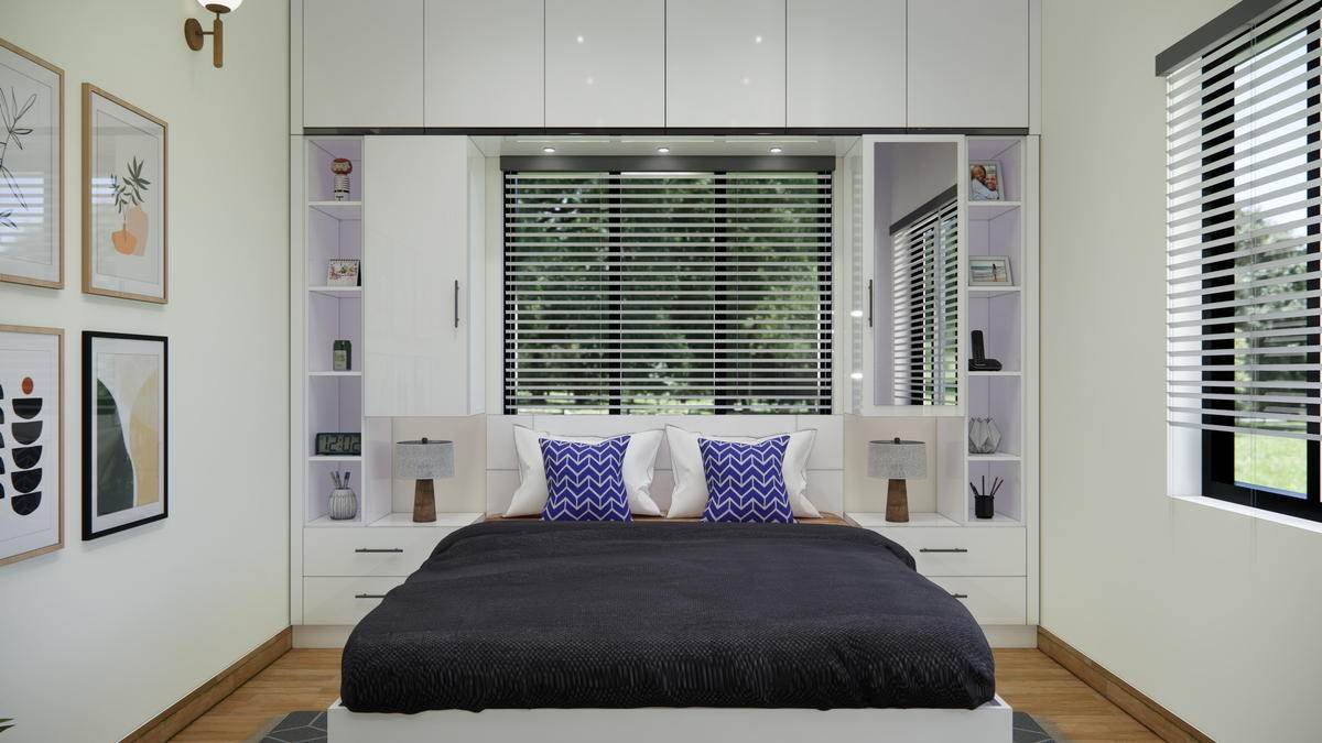 A bedroom, fitted to the ceiling and finished flush.