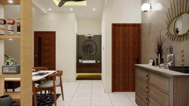 The passage between dining and kitchen.