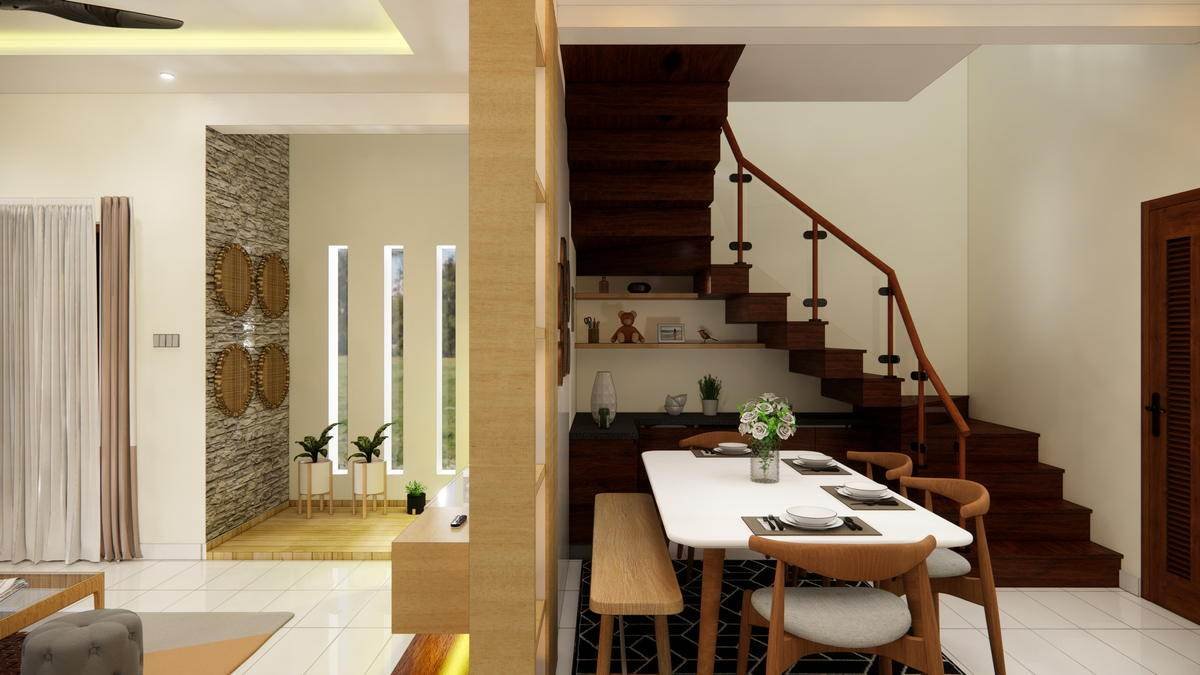 The stair kept open to the dining.