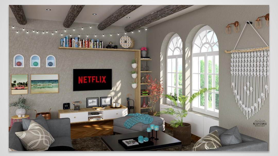 An arched window wall in daylight